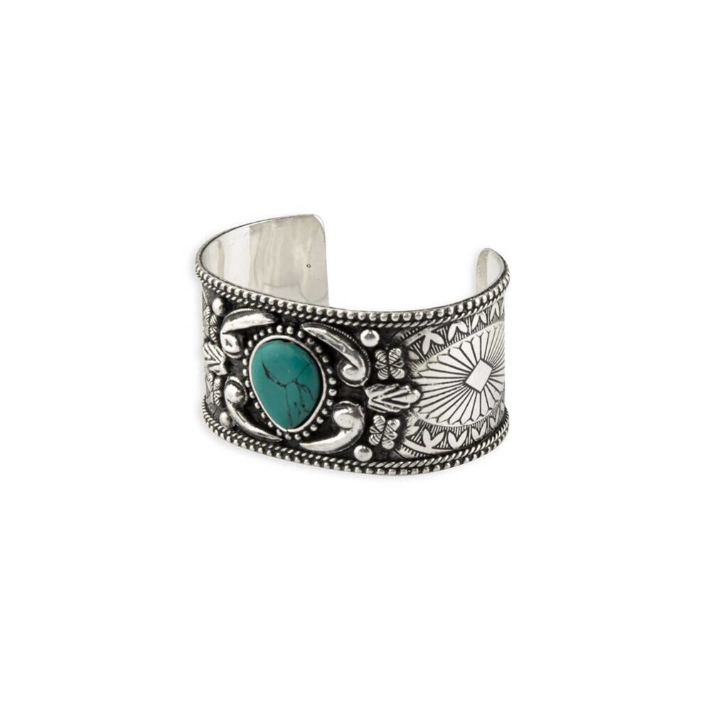 Mountain Sage Silver Tone Turquoise Look Cuff Bracelet - Myra 8270 NEW